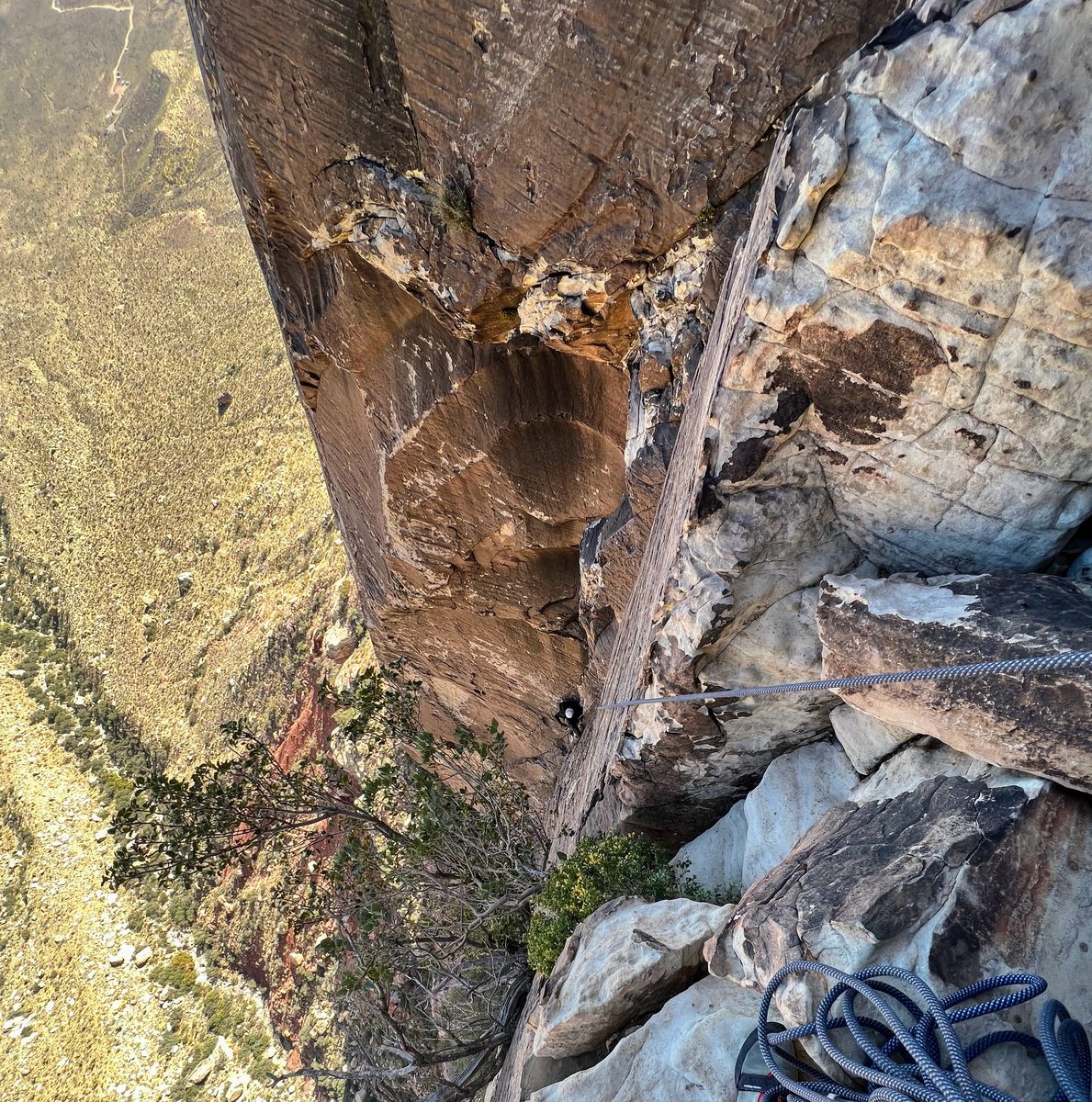 Looking down a crack system in Red Rock Canyon, Nevada